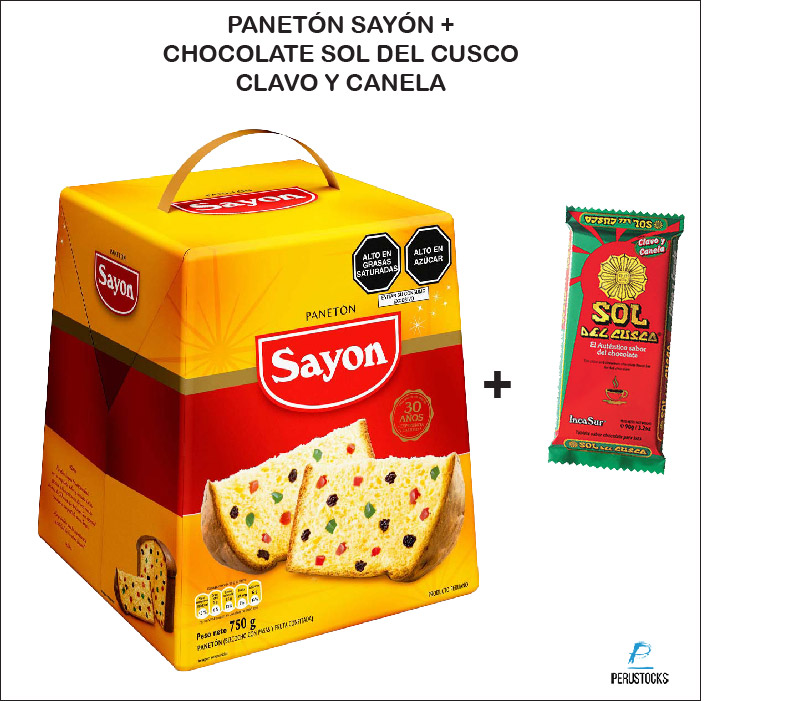 Pack Paneton Sayon + Chocolate Sol Cuzco Clavo y Canela